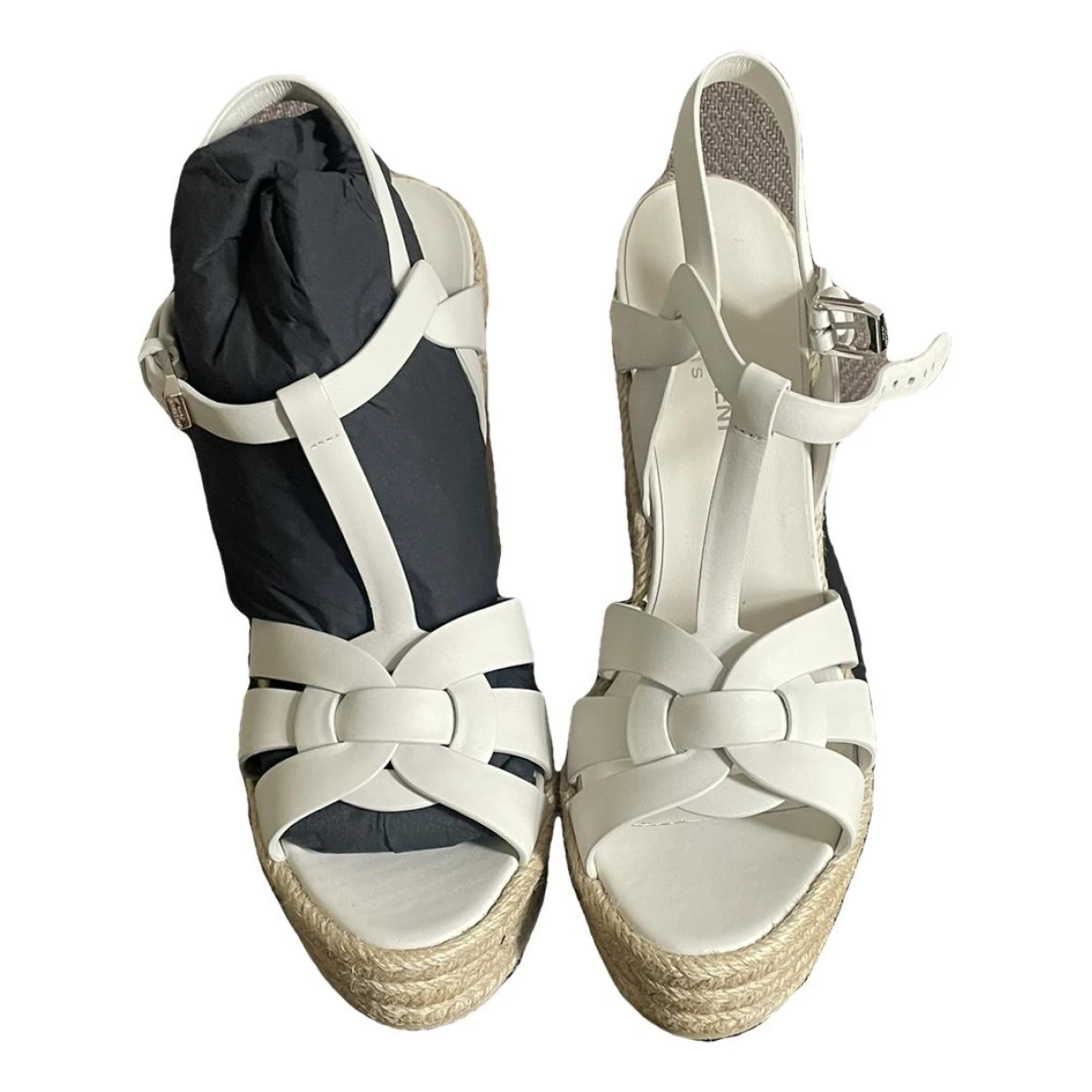 Pre-owned Saint Laurent Tribute Leather Sandals In White