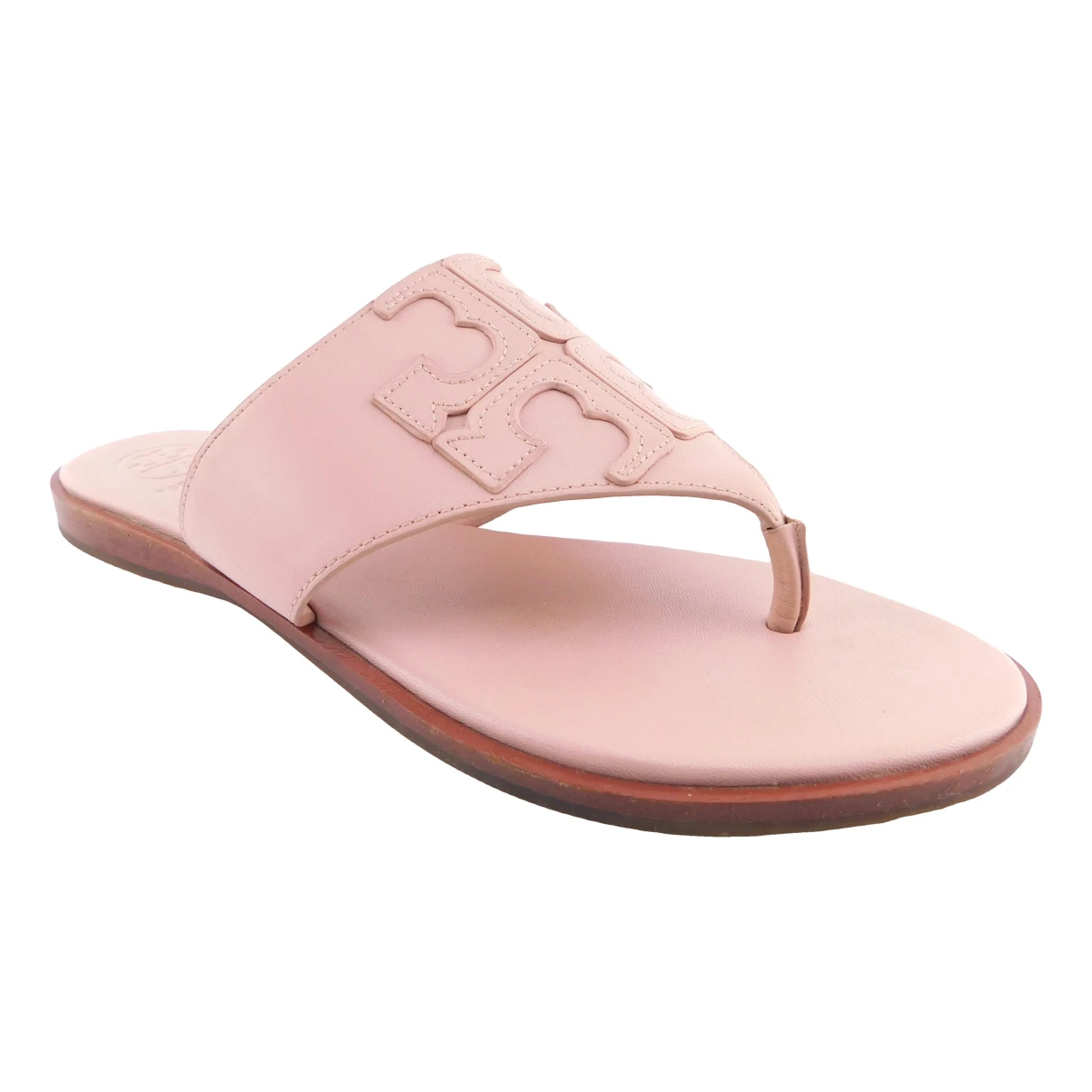 Pre-owned Tory Burch Leather Flip Flops In Pink