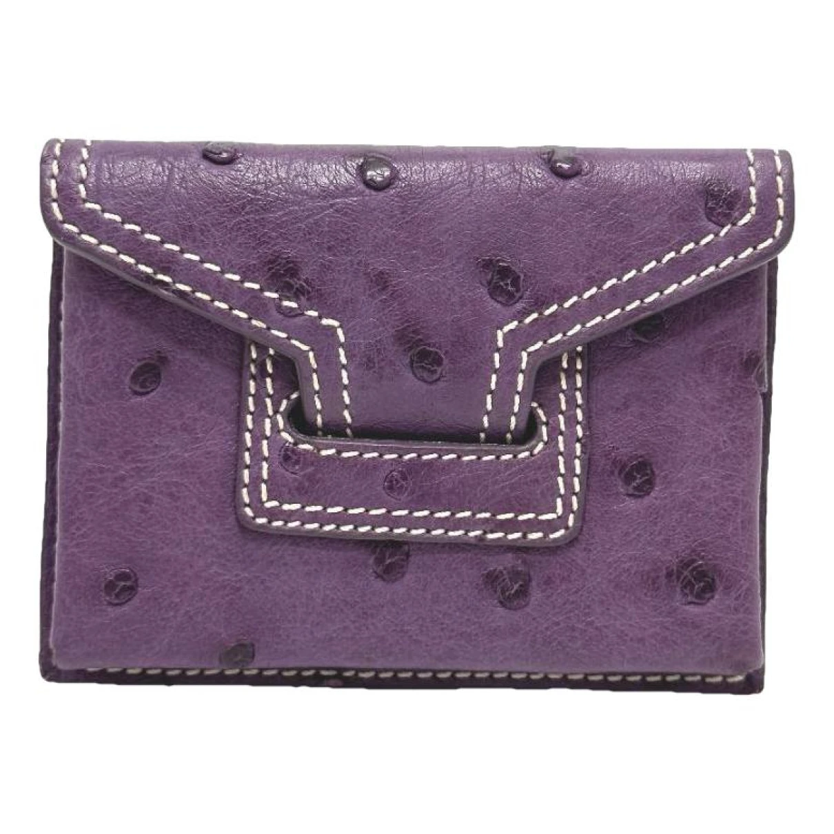 Pre-owned Celine Leather Card Wallet In Purple