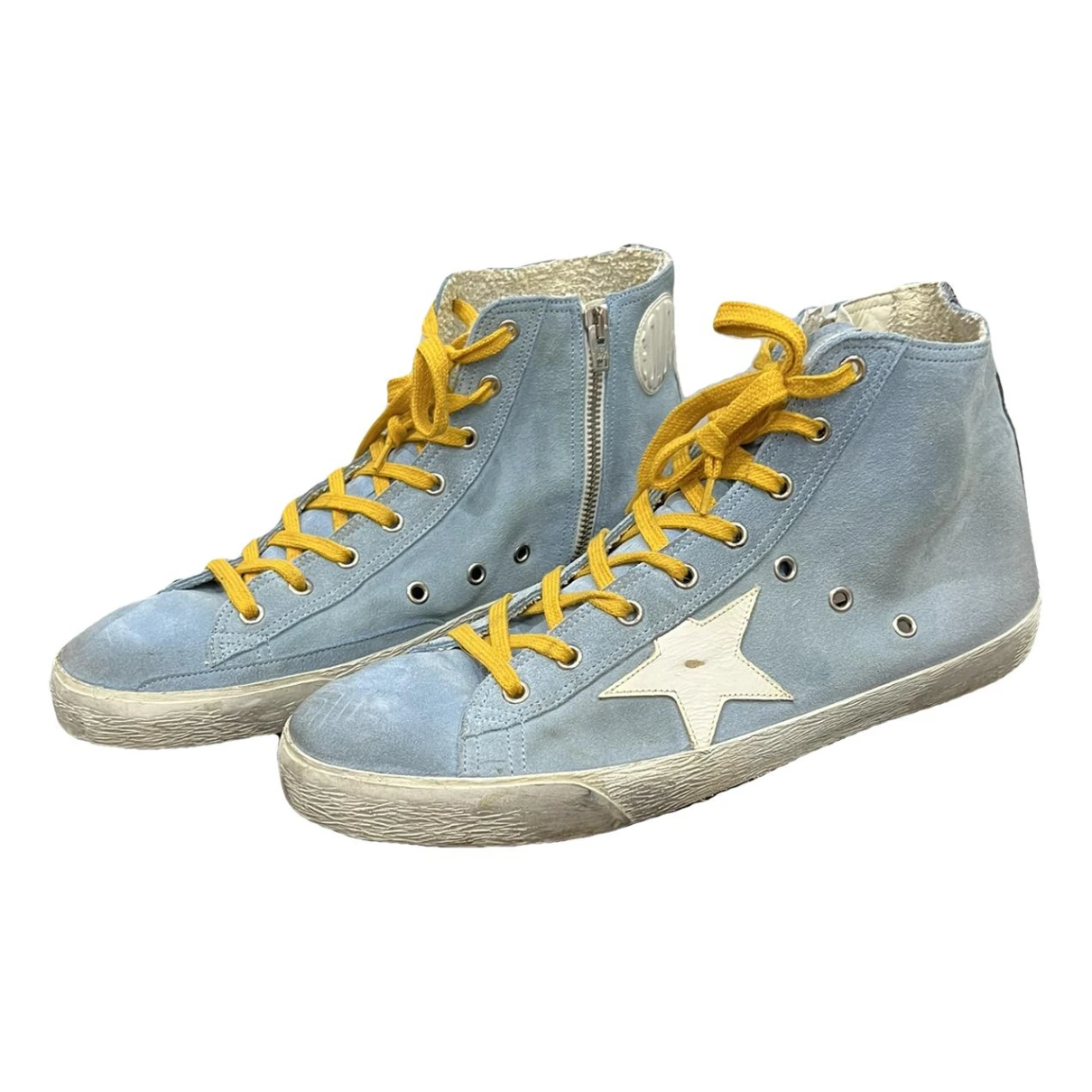 Pre-owned Golden Goose Francy High Trainers In Blue