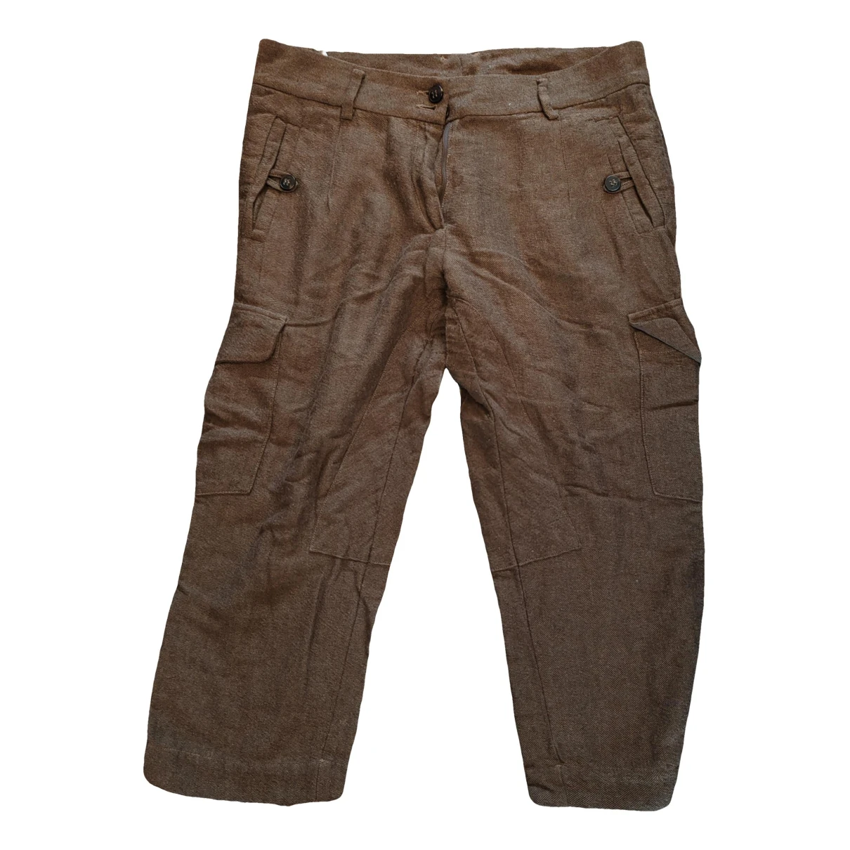 Pre-owned Mauro Grifoni Linen Short Pants In Brown