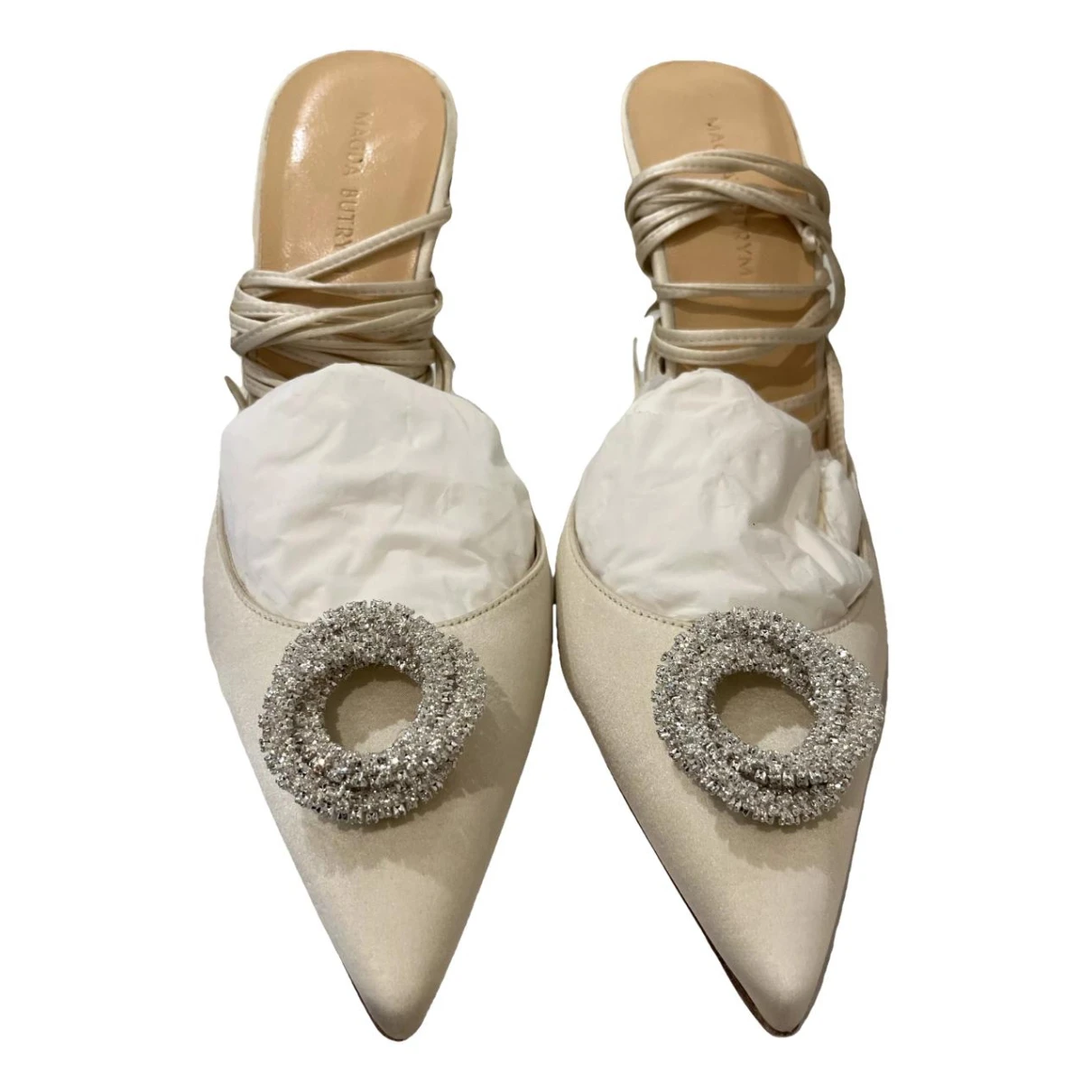 Pre-owned Magda Butrym Cloth Heels In White