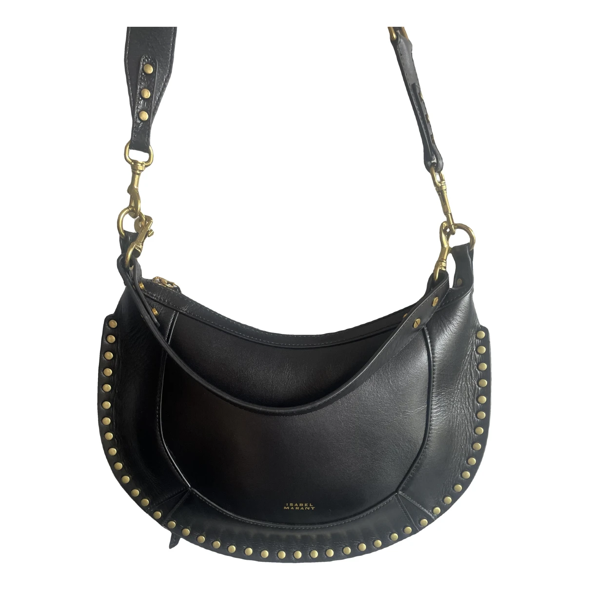 Pre-owned Isabel Marant Oksan Moon Leather Handbag In Black