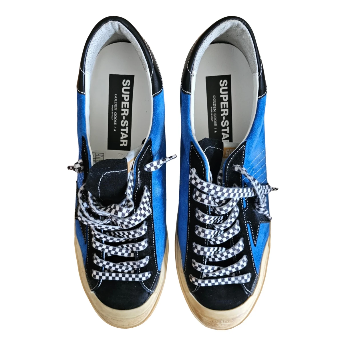 Pre-owned Golden Goose Superstar Leather Low Trainers In Blue