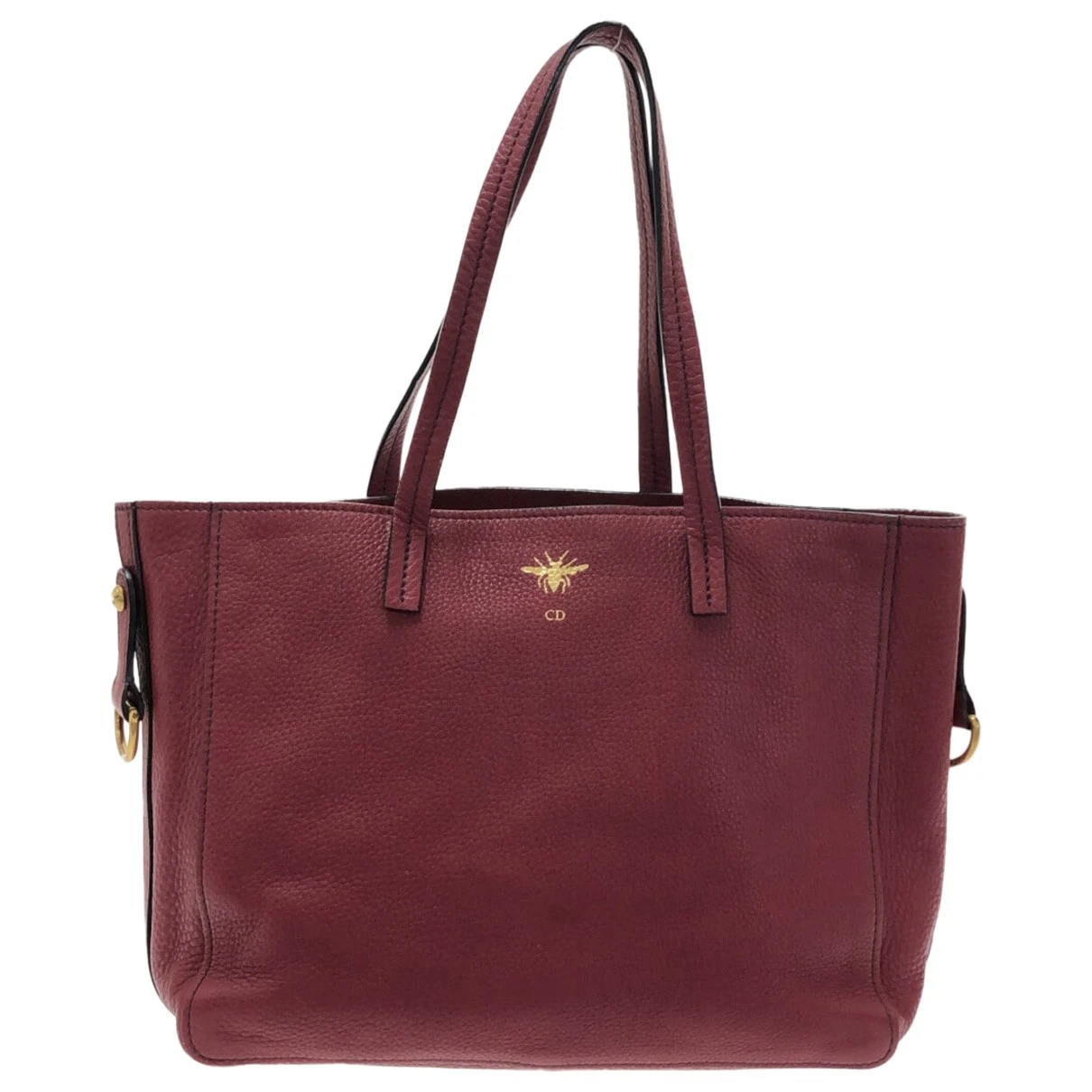 Pre-owned Dior Leather Tote In Burgundy