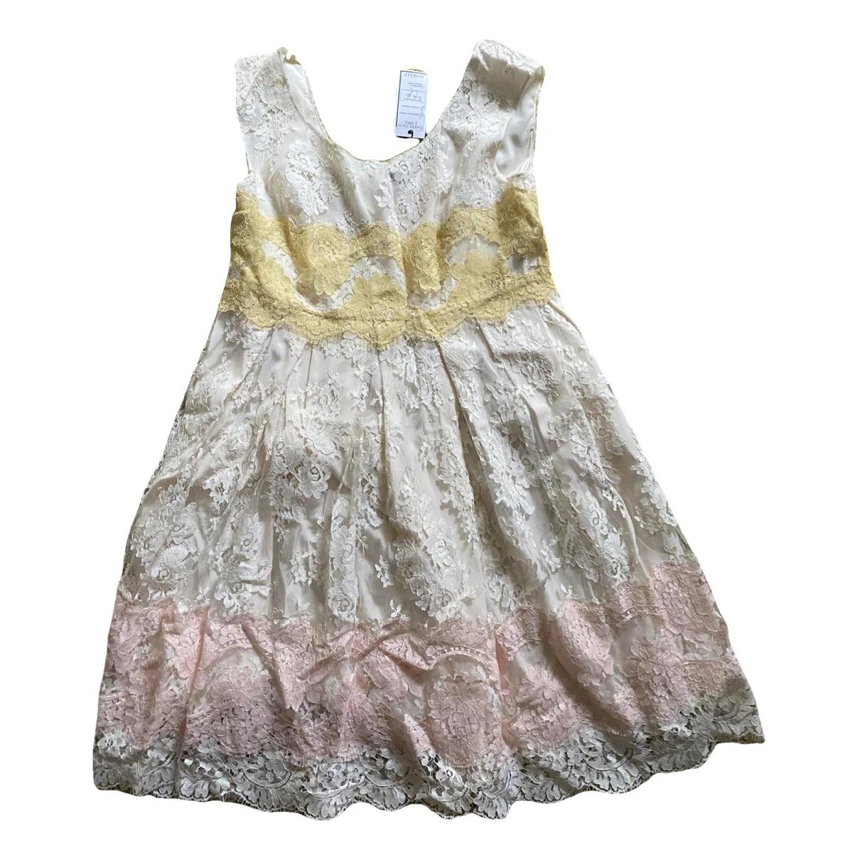 Pre-owned Dolce & Gabbana Mini Dress In Ecru