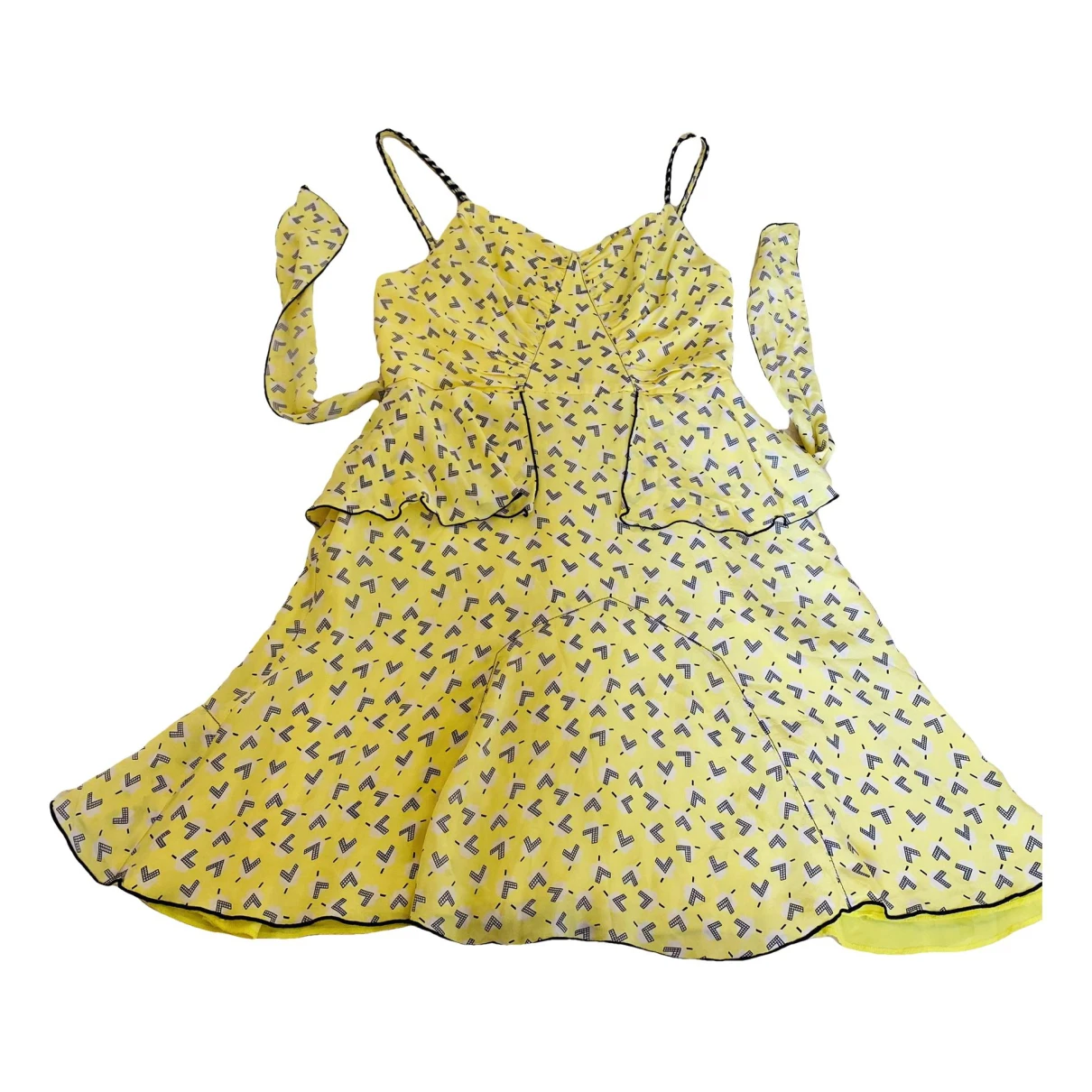 Pre-owned Anna Sui Silk Mini Dress In Yellow