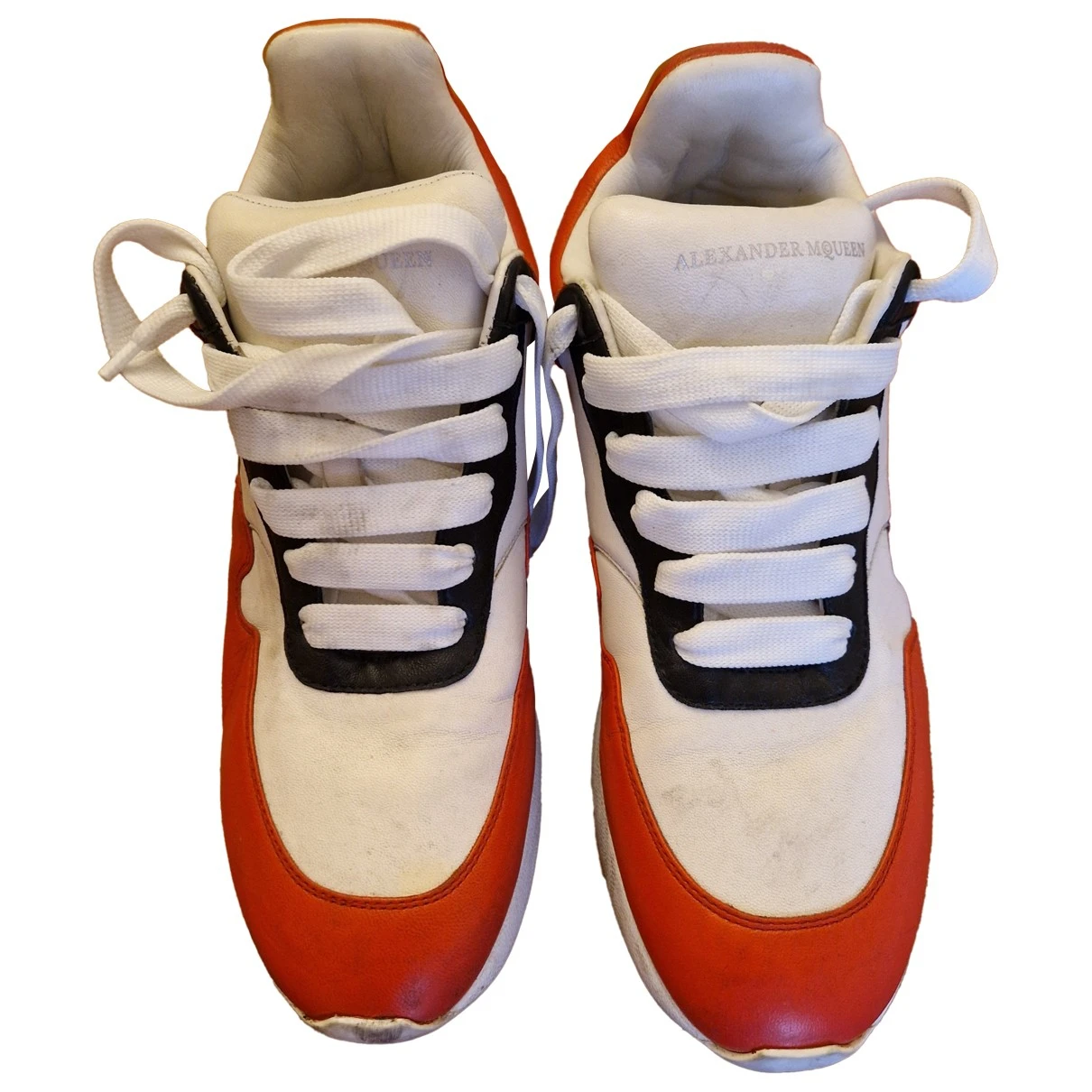 Pre-owned Alexander Mcqueen Leather High Trainers In White