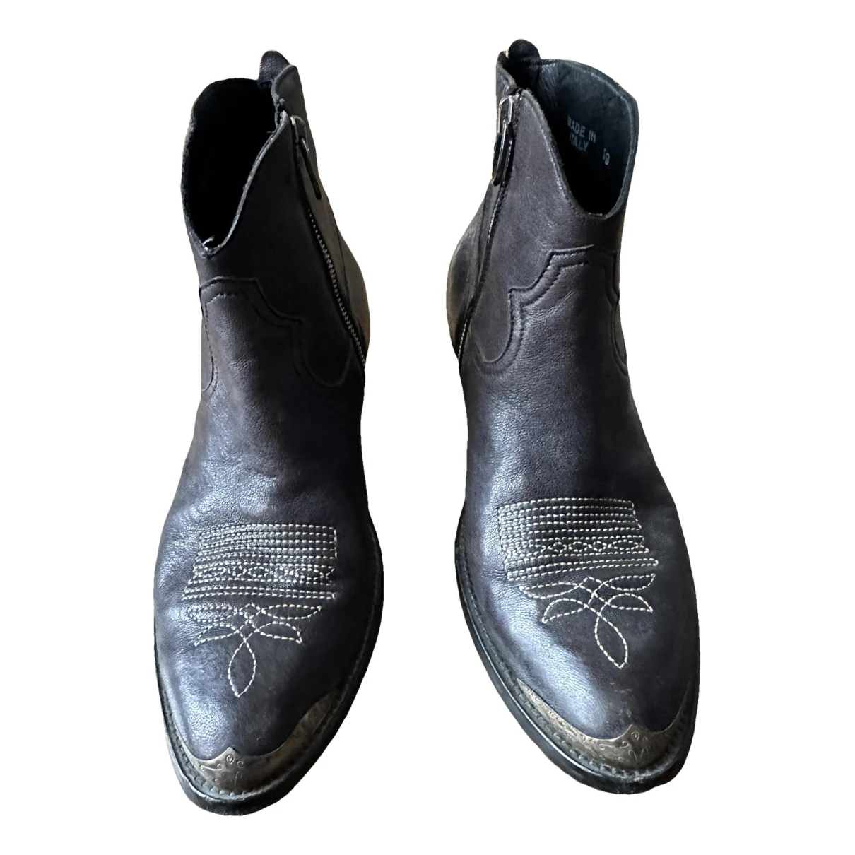 Pre-owned Golden Goose Leather Cowboy Boots In Anthracite