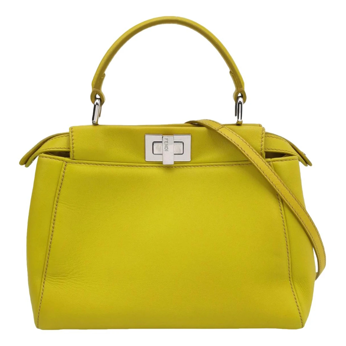 Pre-owned Fendi Peekaboo Leather Handbag In Yellow