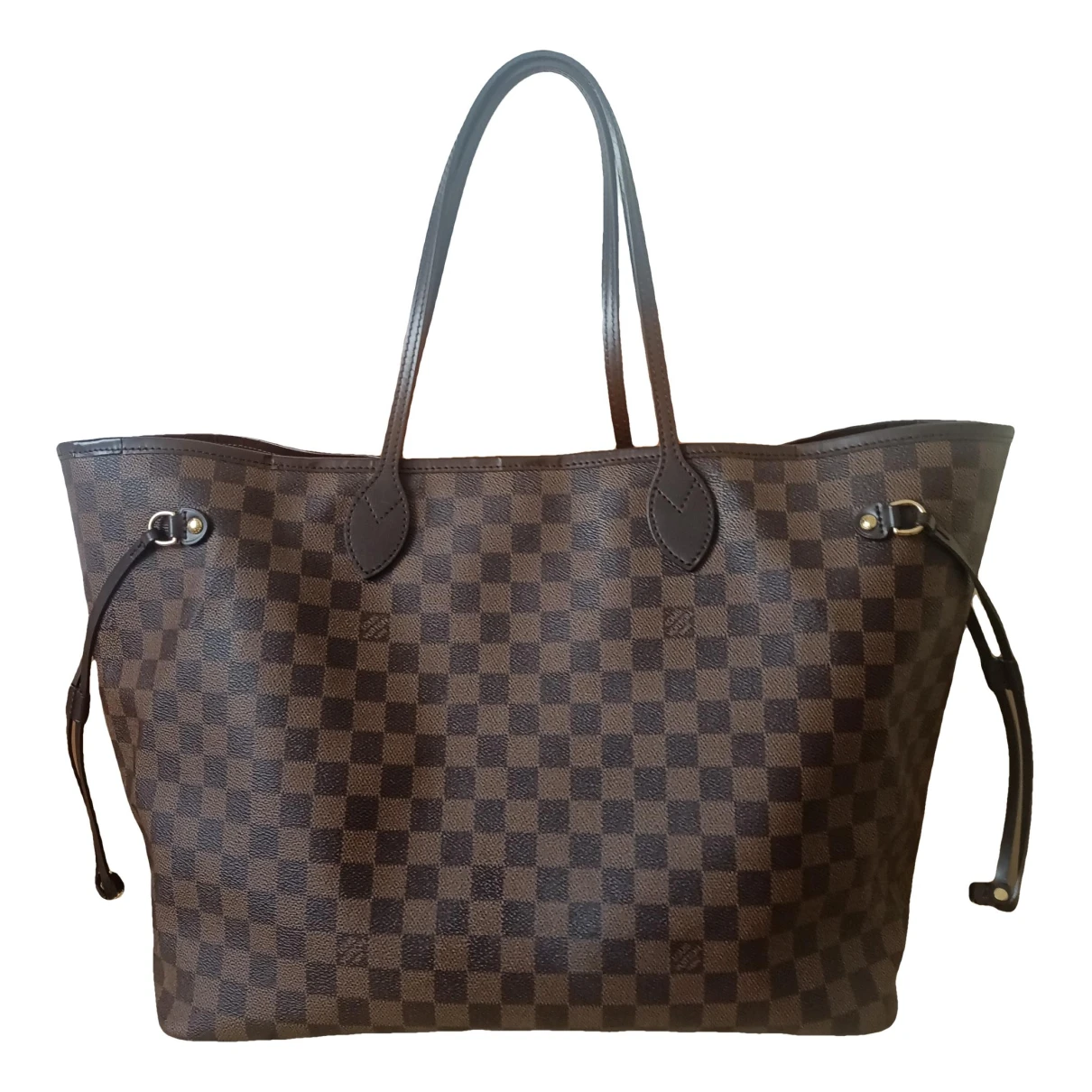 Pre-owned Louis Vuitton Neverfull Vegan Leather Tote In Brown