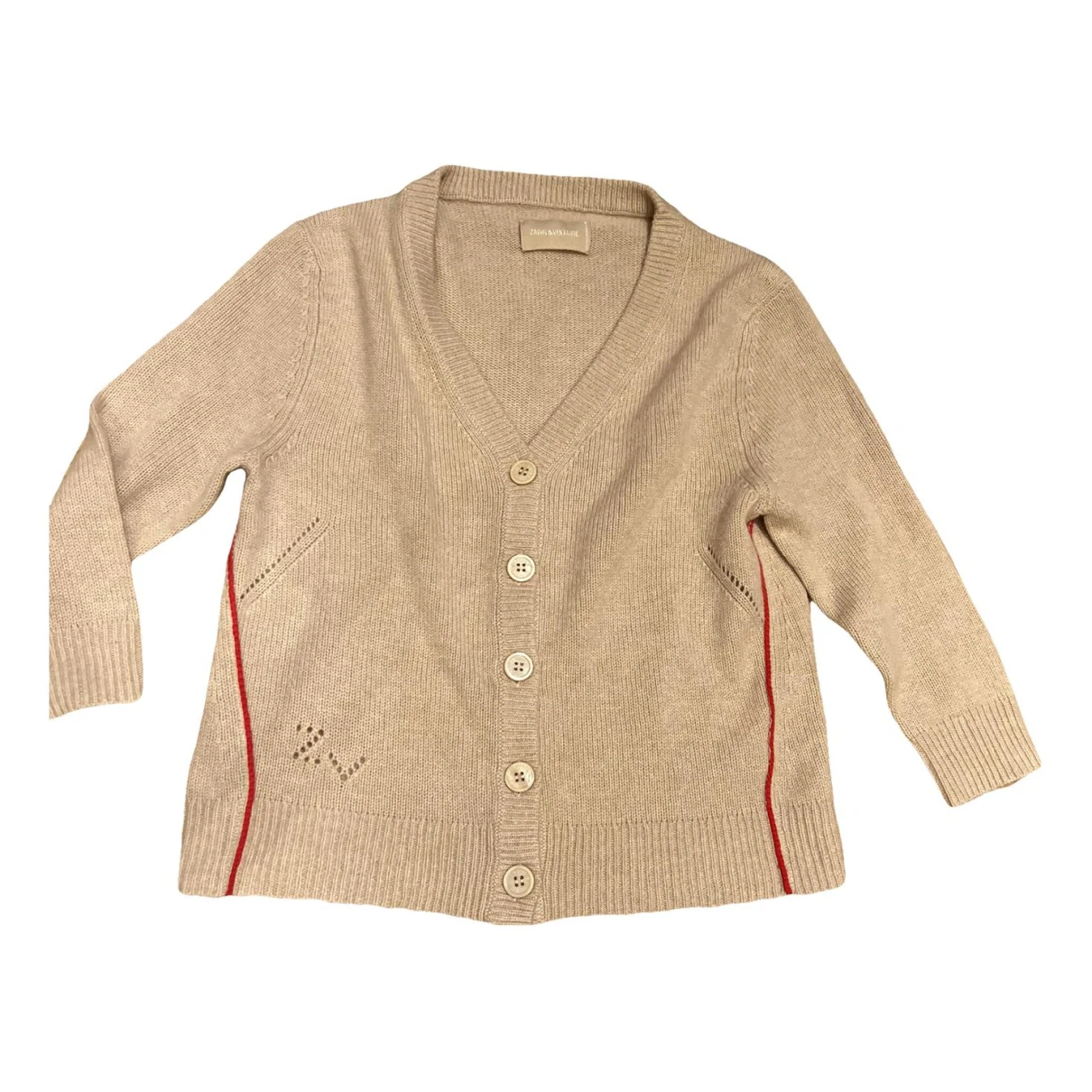Pre-owned Zadig & Voltaire Cashmere Cardigan In Beige
