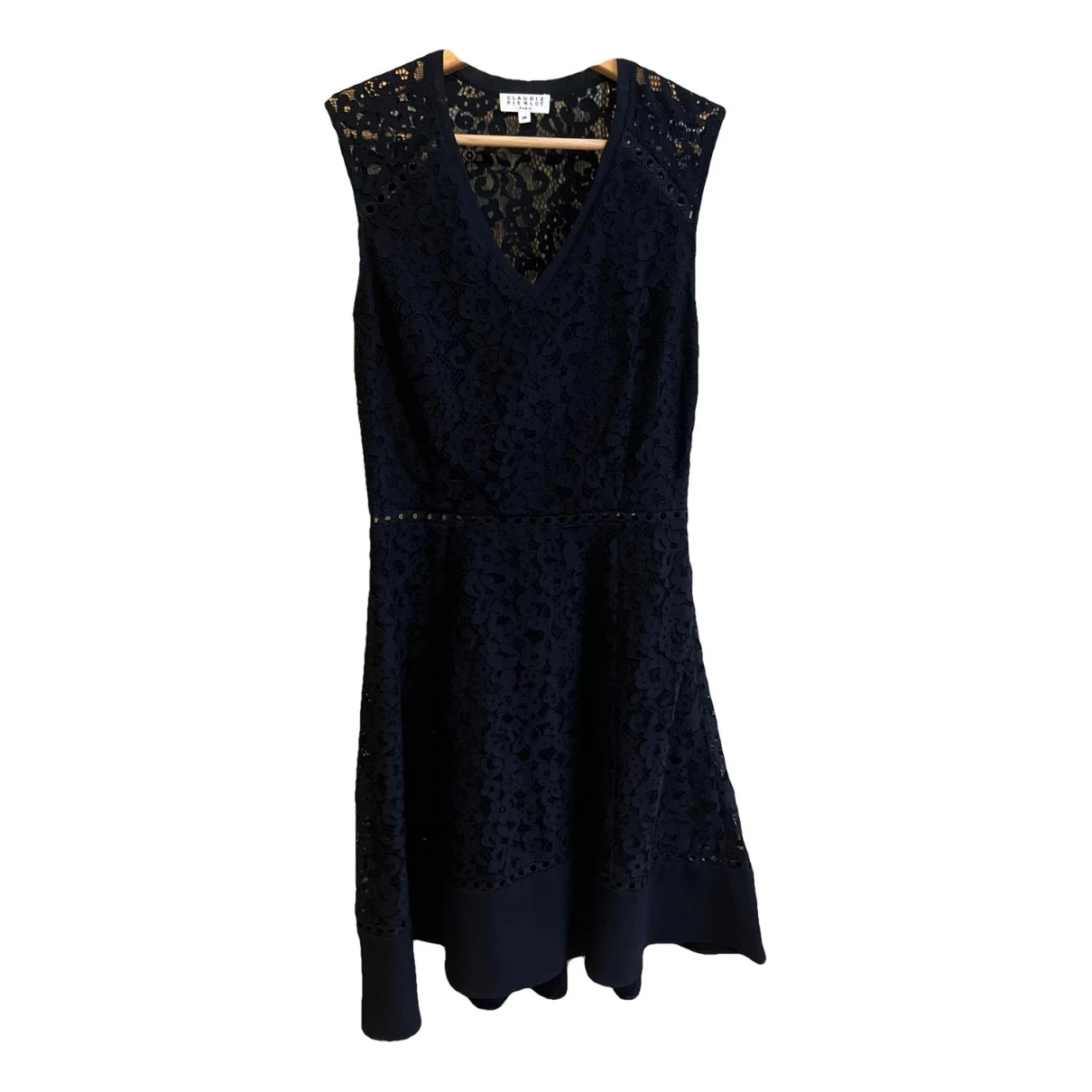 Pre-owned Claudie Pierlot Lace Mid-length Dress In Navy