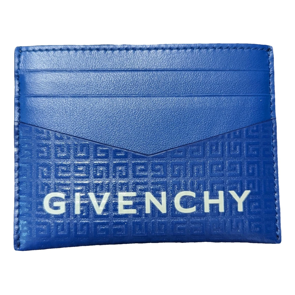 Pre-owned Givenchy Leather Card Wallet In Blue