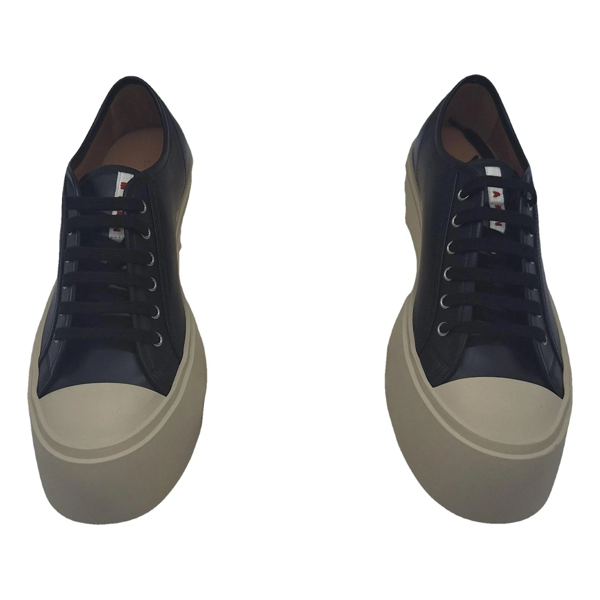 Pre-owned Marni Leather Low Trainers In Black