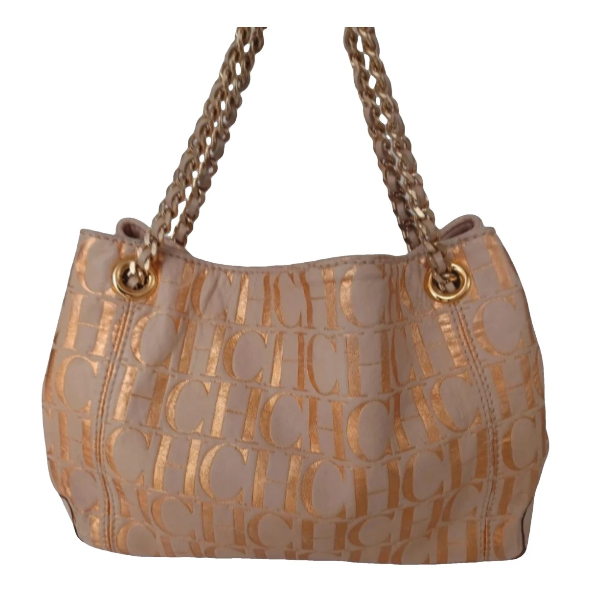 Pre-owned Carolina Herrera Leather Handbag In Beige
