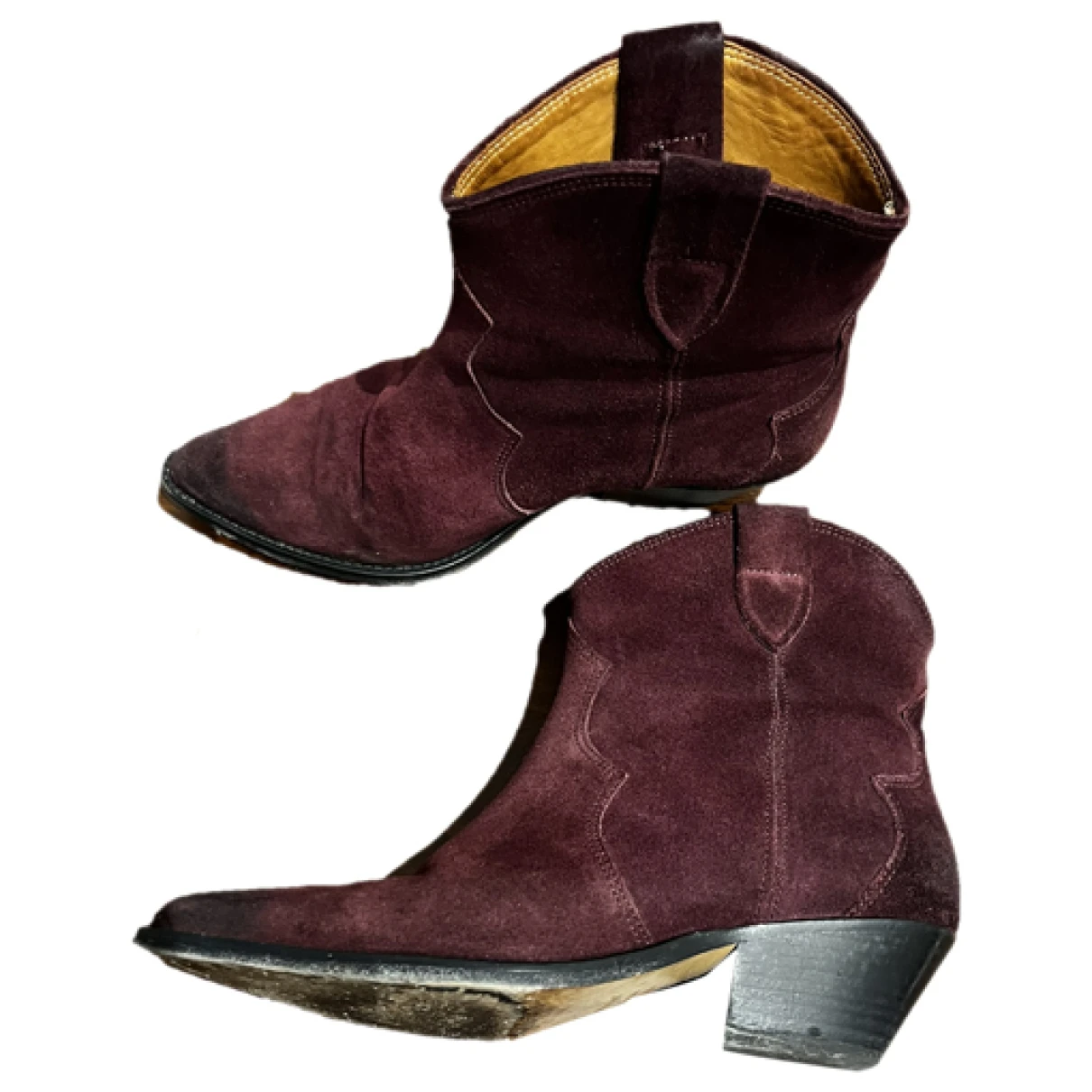Pre-owned Isabel Marant Western Boots In Burgundy