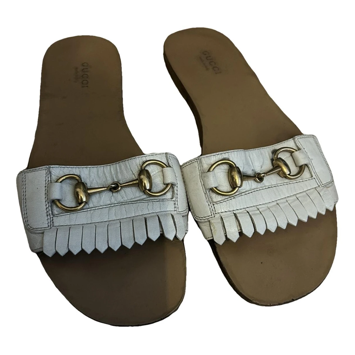 Pre-owned Gucci Leather Sandal In White