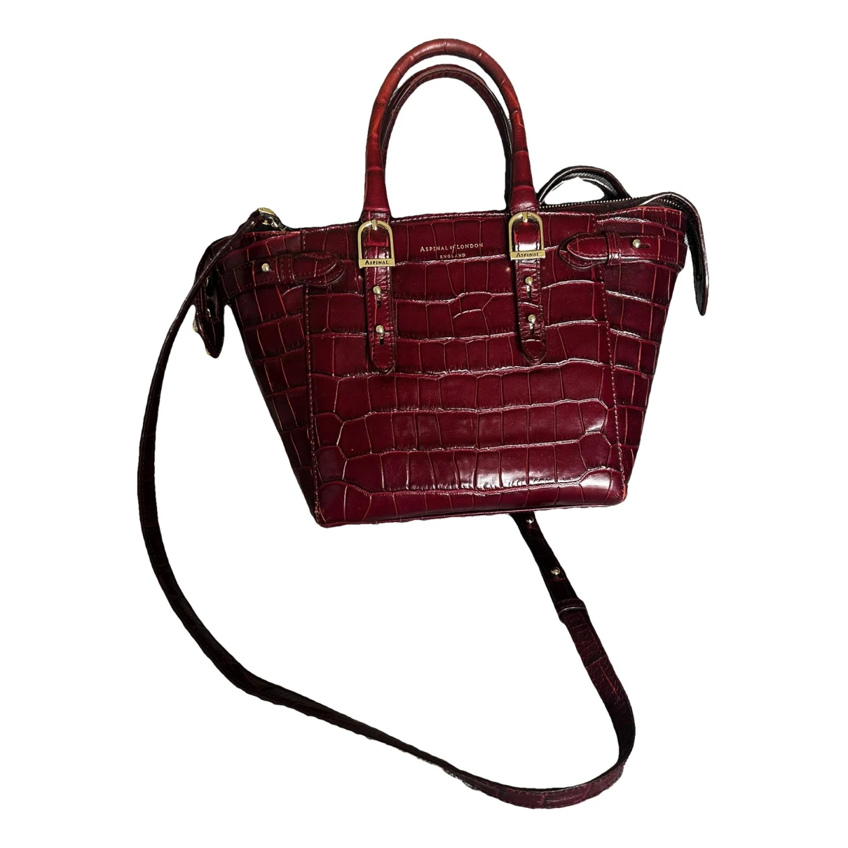 Pre-owned Aspinal Of London Dockery Leather Handbag In Burgundy