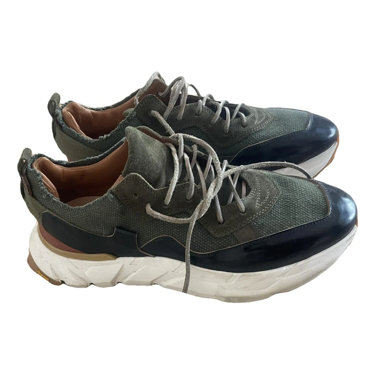 Pre-owned Buttero Leather High Trainers In Green