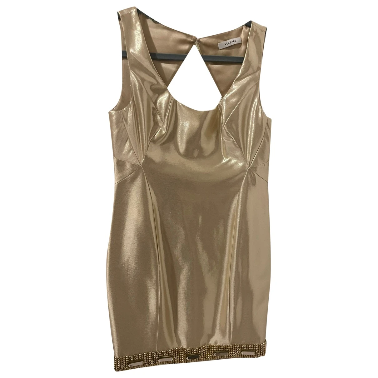 Pre-owned Versace Mid-length Dress In Gold