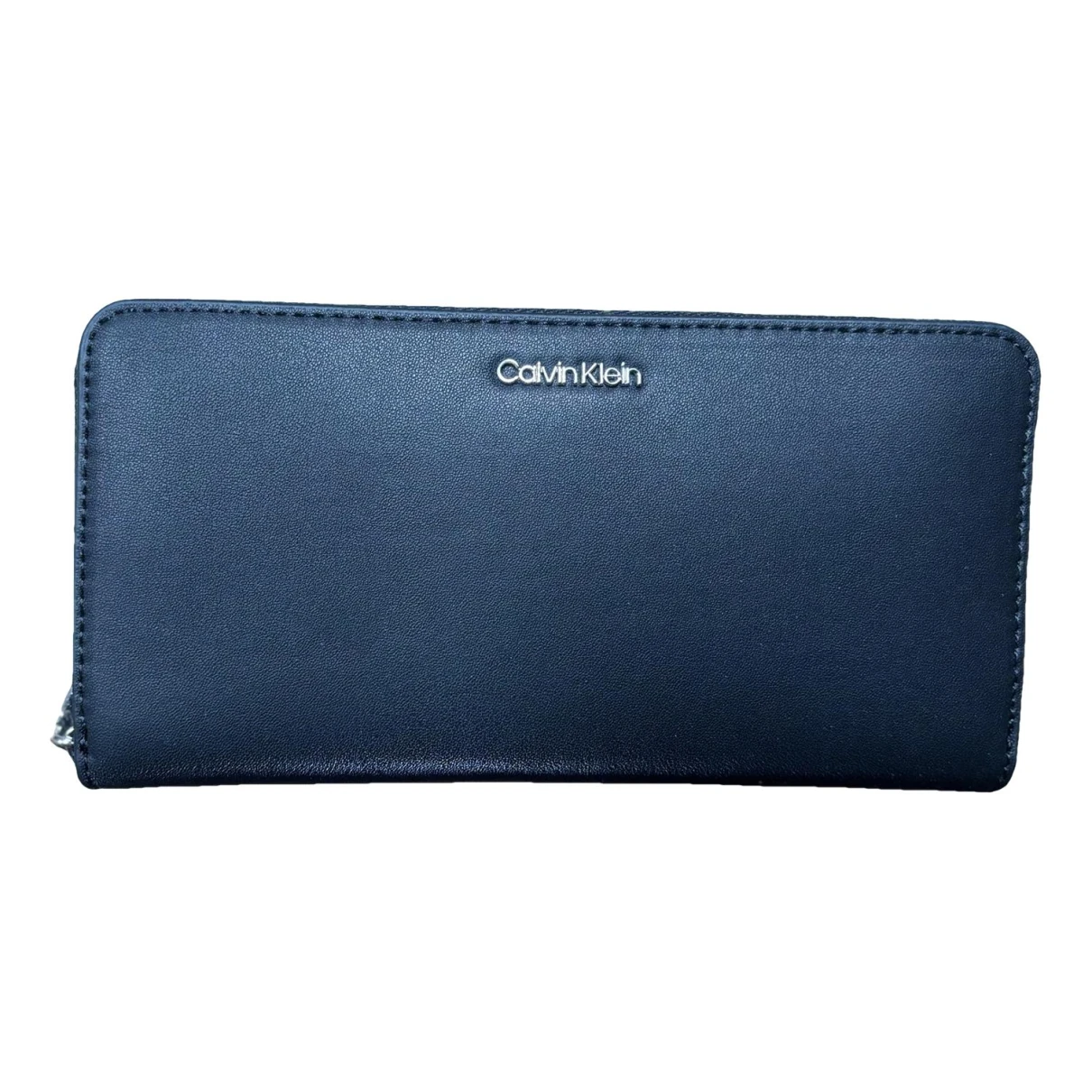 Pre-owned Calvin Klein Vegan Leather Wallet In Black