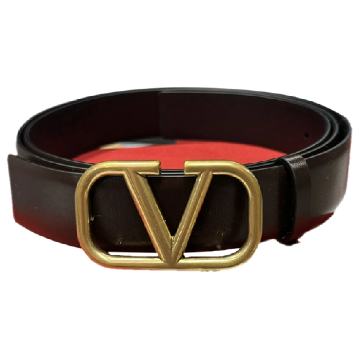 Pre-owned Valentino Garavani Vlogo Leather Belt In Brown
