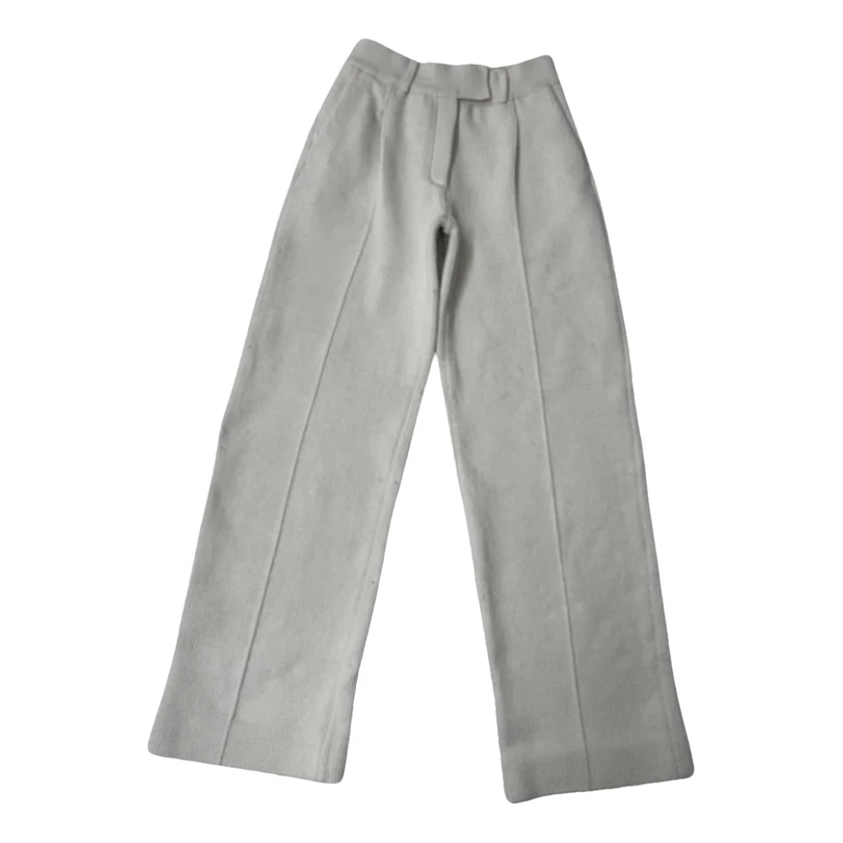 Pre-owned Fendi Wool Straight Pants In White