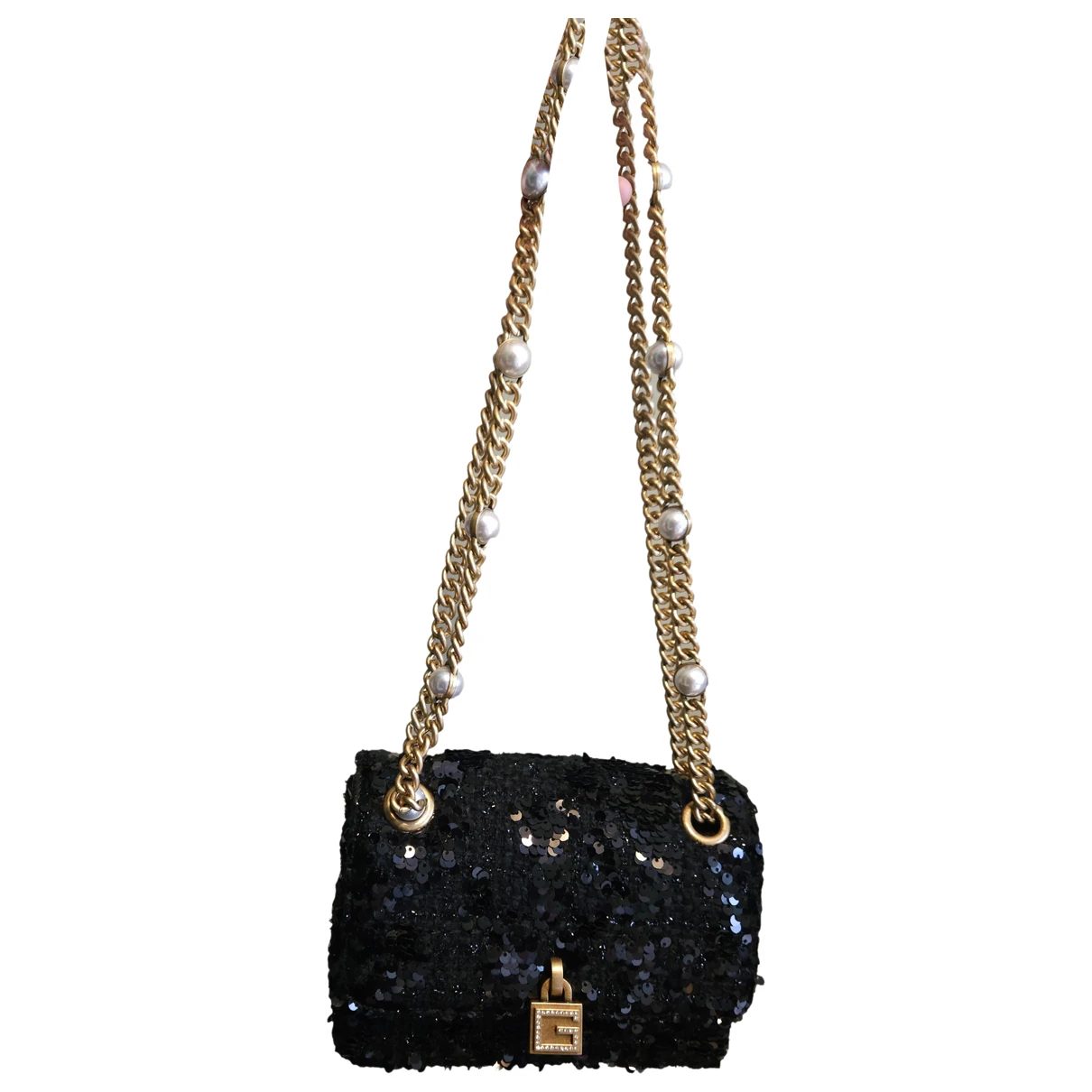 Pre-owned Guess Glitter Crossbody Bag In Black