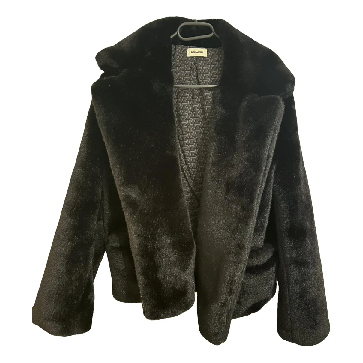Pre-owned Zadig & Voltaire Faux Fur Coat In Black