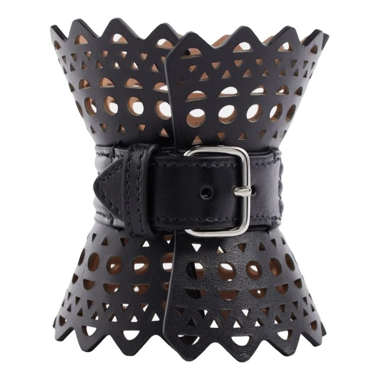 Pre-owned Alaïa Leather Bracelet In Black