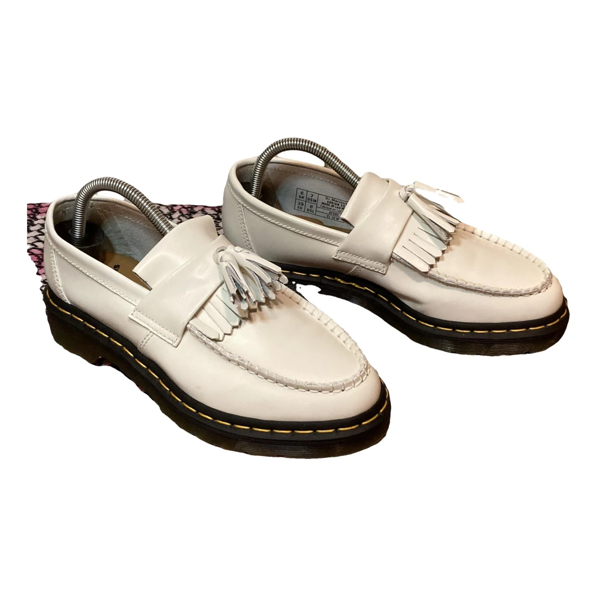 Pre-owned Dr. Martens' Adrian Leather Flats In White