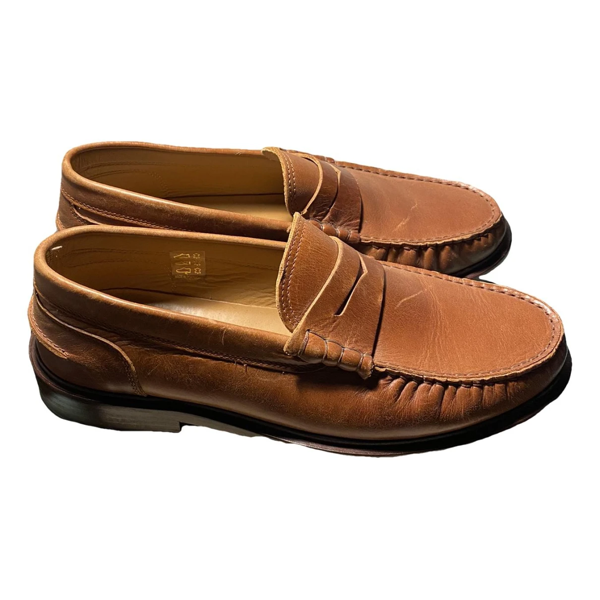 Pre-owned Bobbies Leather Flats In Camel