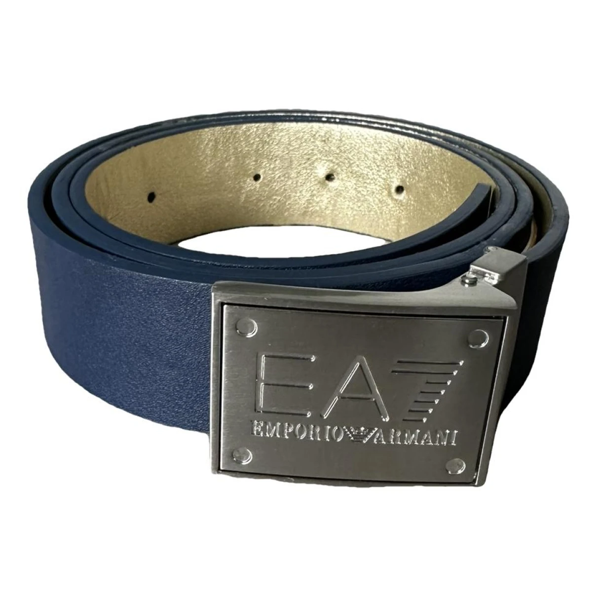 Pre-owned Emporio Armani Vegan Leather Belt In Blue