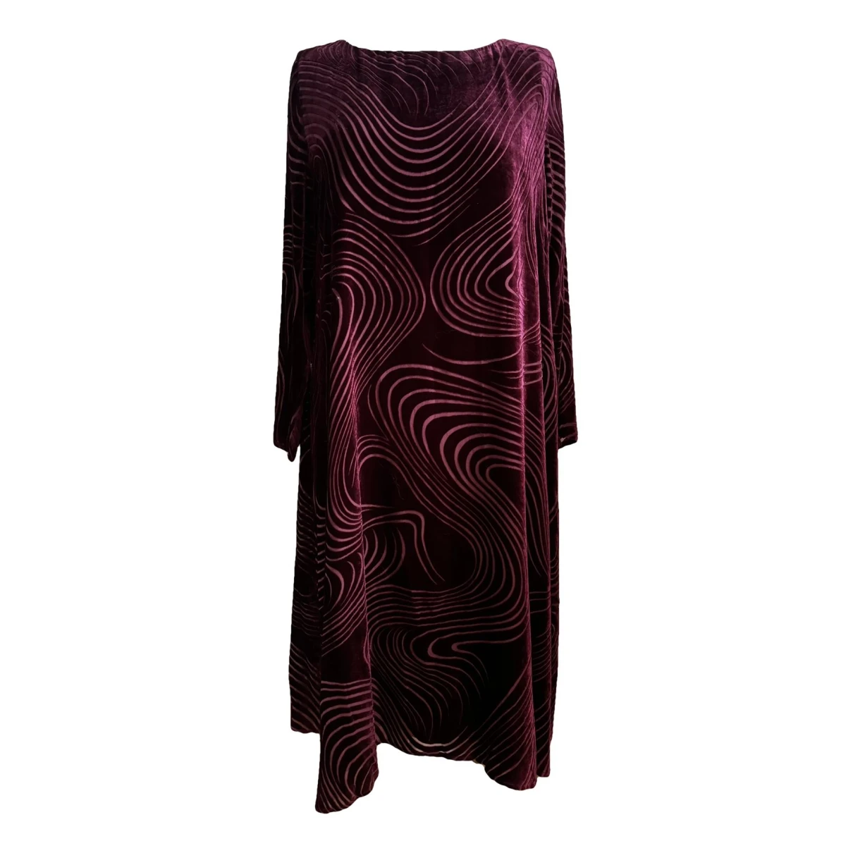 Pre-owned Marina Rinaldi Silk Mid-length Dress In Burgundy