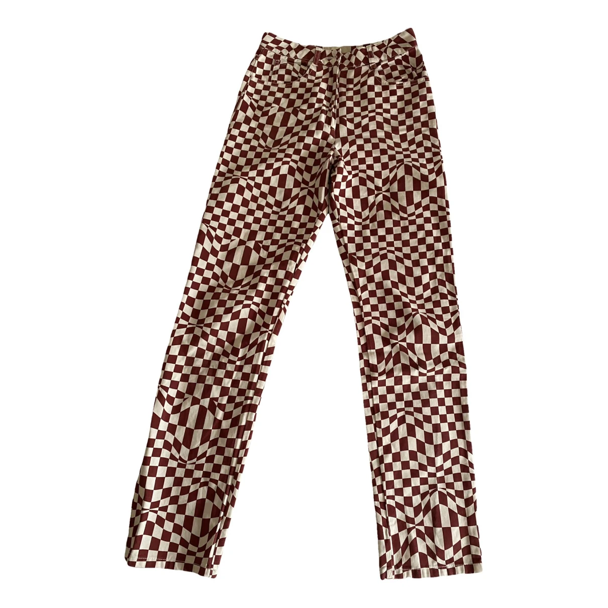 Pre-owned Paloma Wool Straight Pants In Burgundy