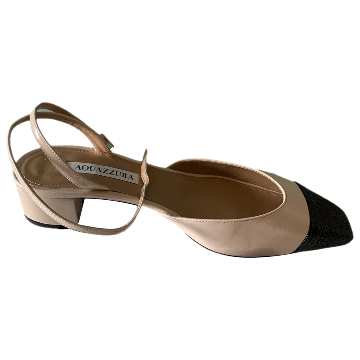 Pre-owned Aquazzura Leather Ballet Flats In Beige