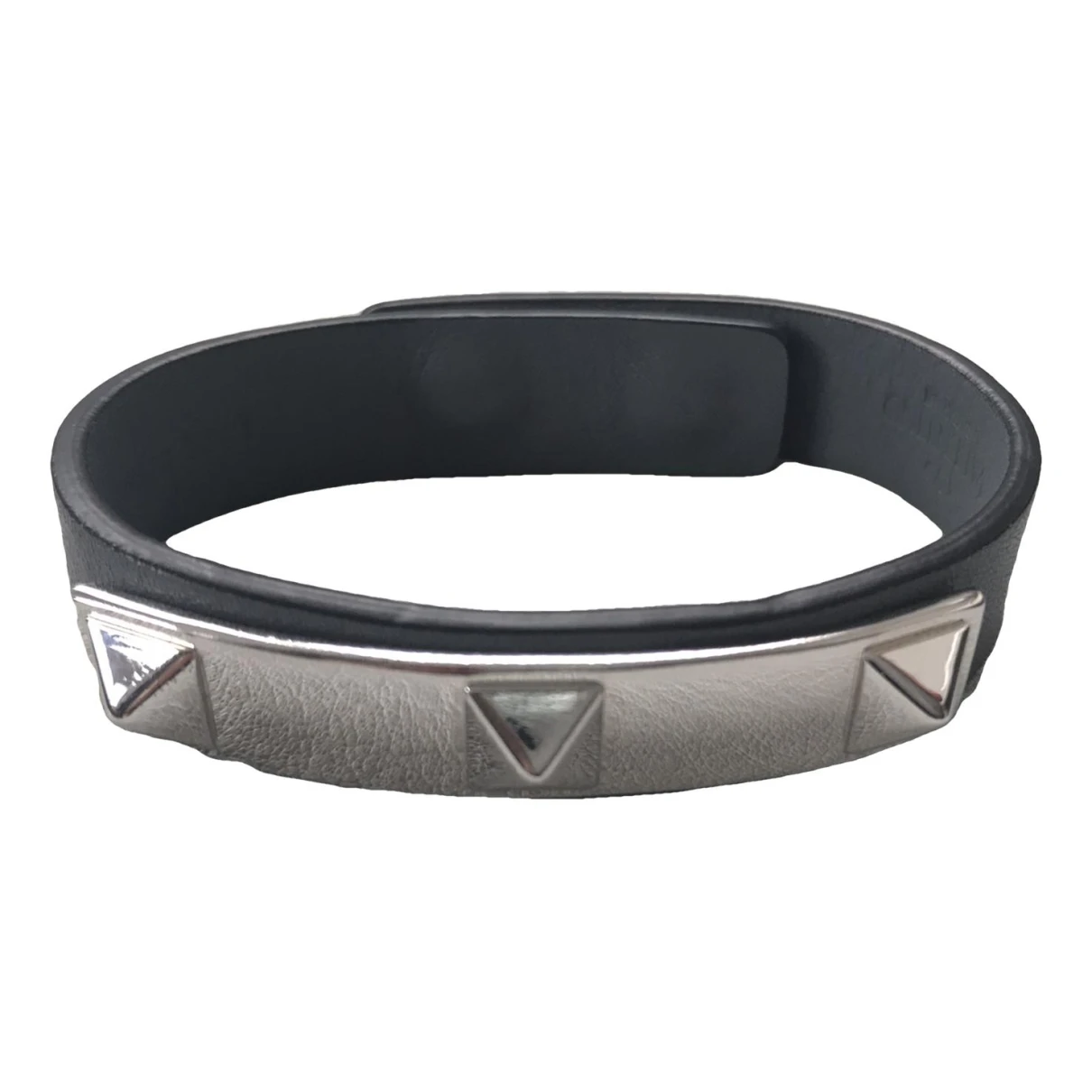 Pre-owned Valentino Garavani Leather Bracelet In Grey