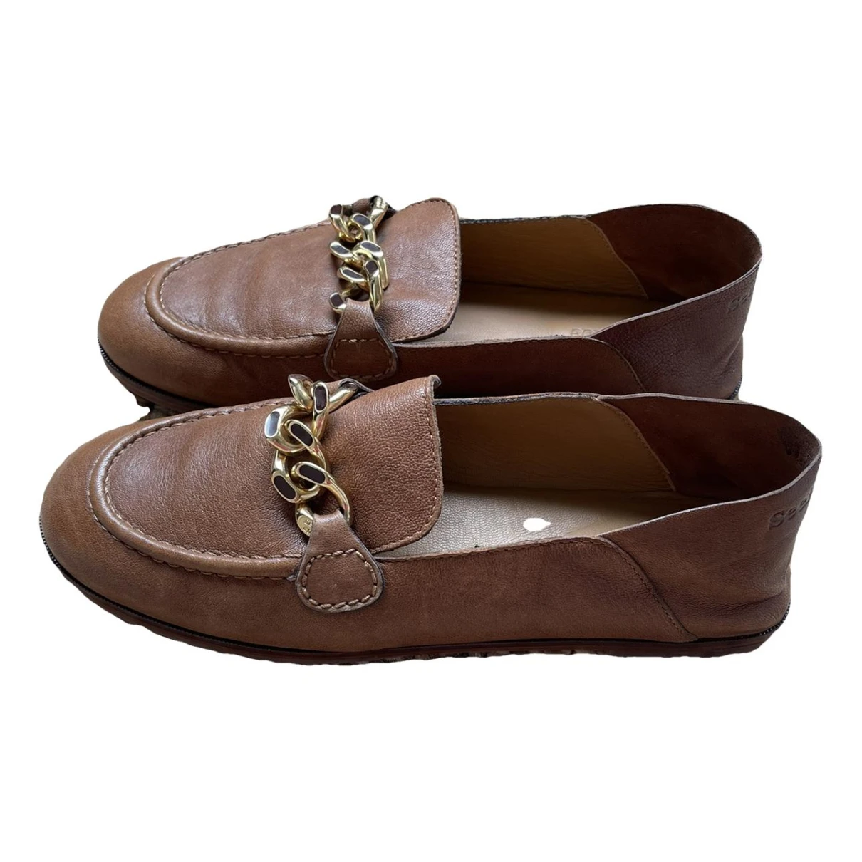 Pre-owned See By Chloé Leather Flats In Camel