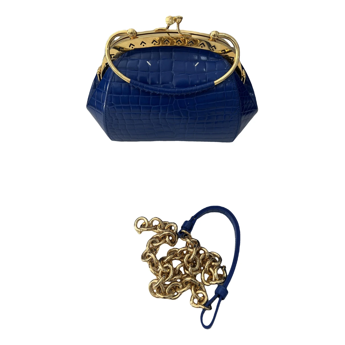 Pre-owned Maison Margiela Leather Handbag In Blue