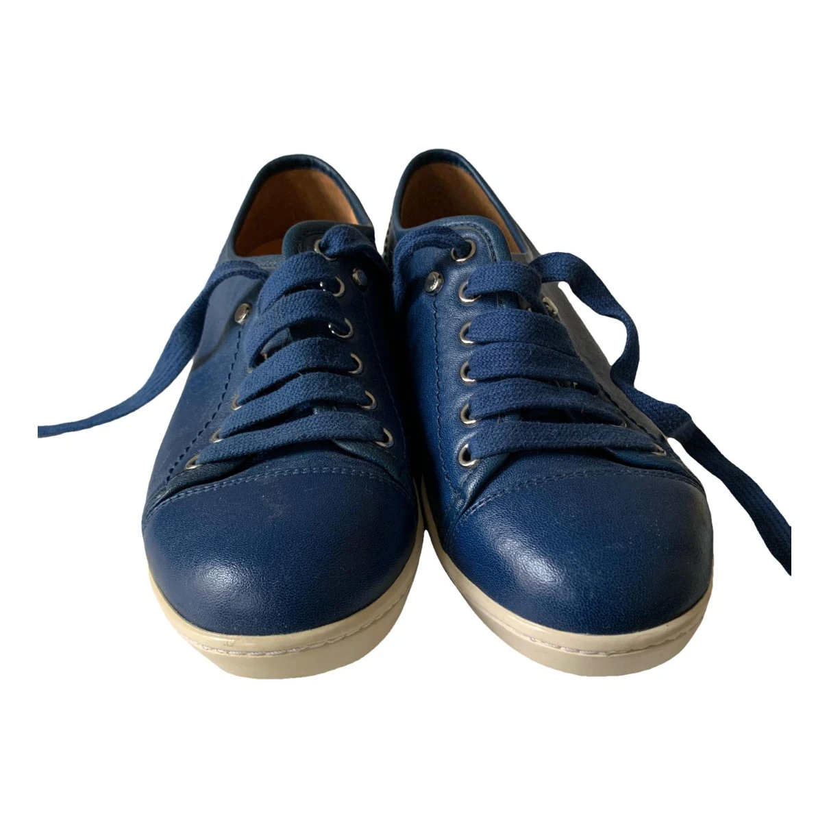 Pre-owned Longchamp Leather Trainers In Blue