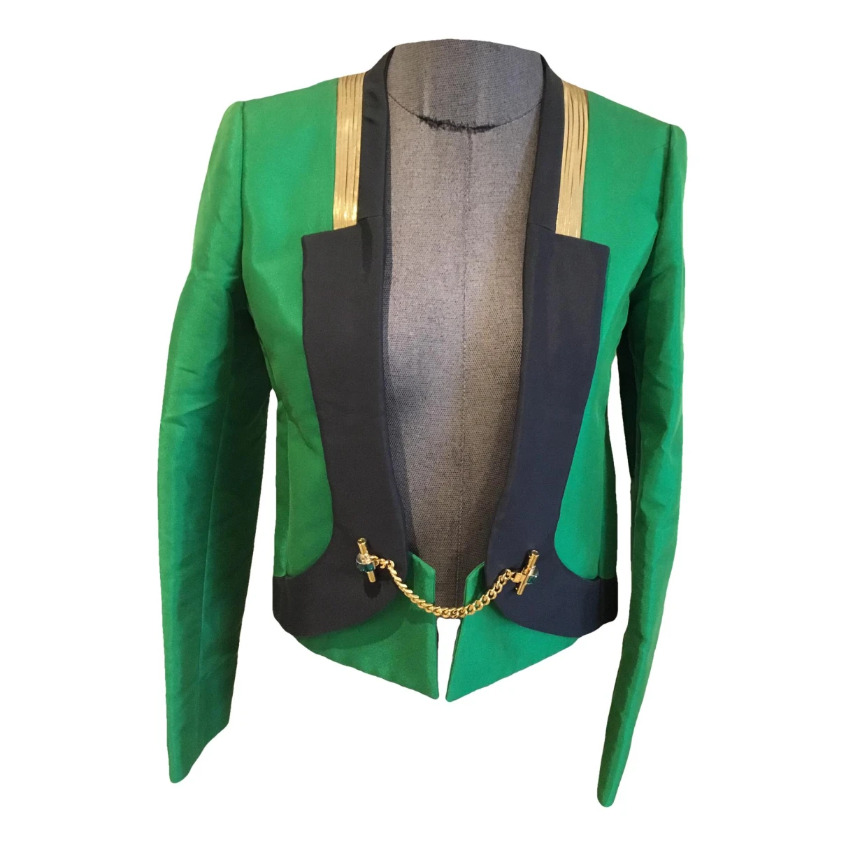 Pre-owned Gucci Silk Short Vest In Green