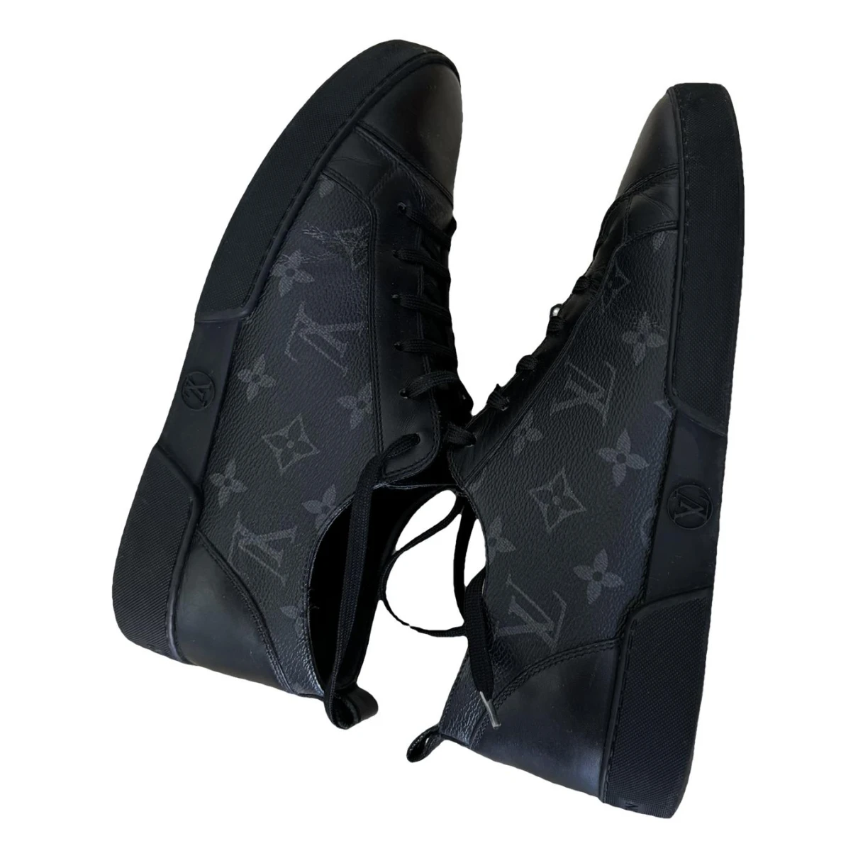 Pre-owned Louis Vuitton Leather Low Trainers In Black