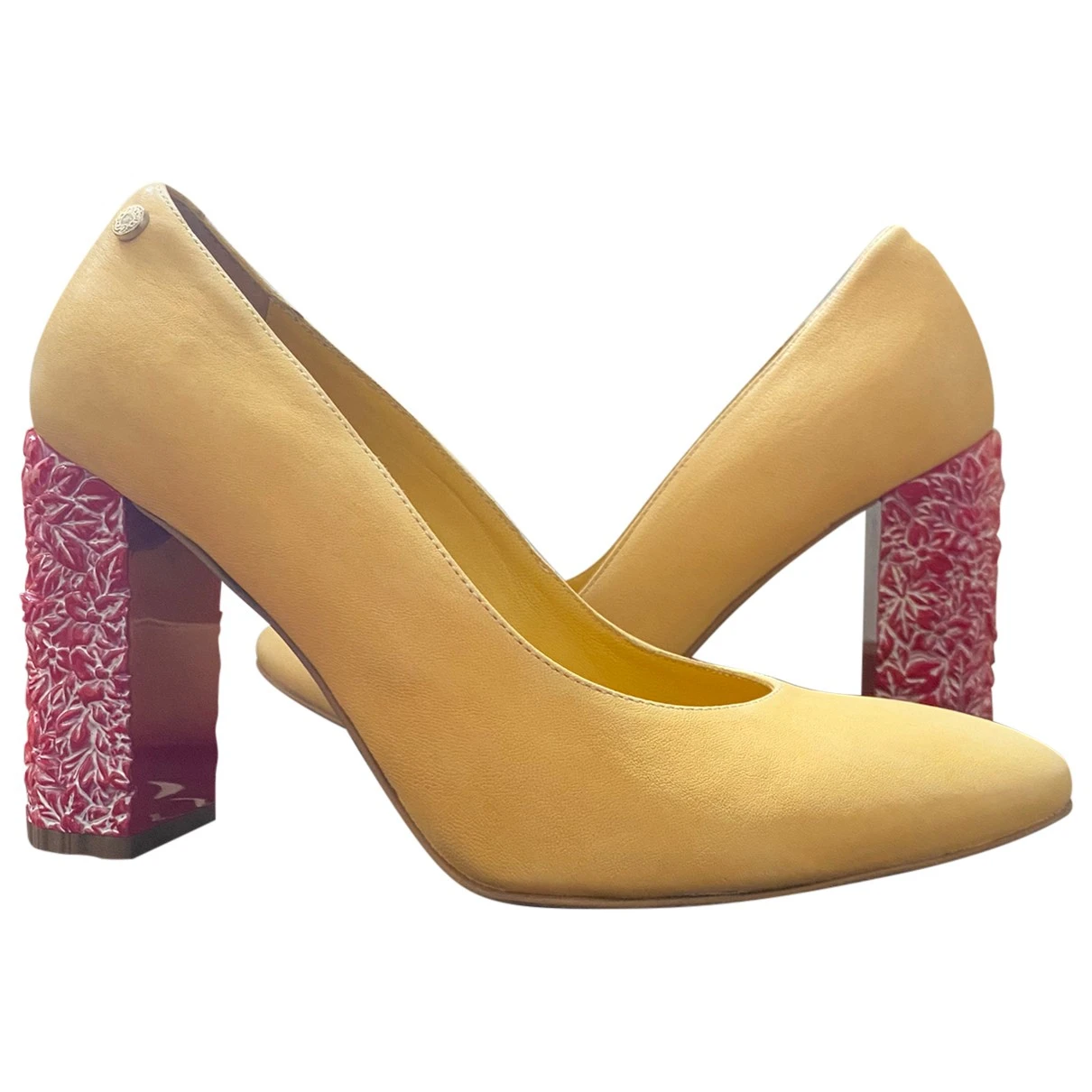 Pre-owned Manila Grace Leather Heels In Yellow