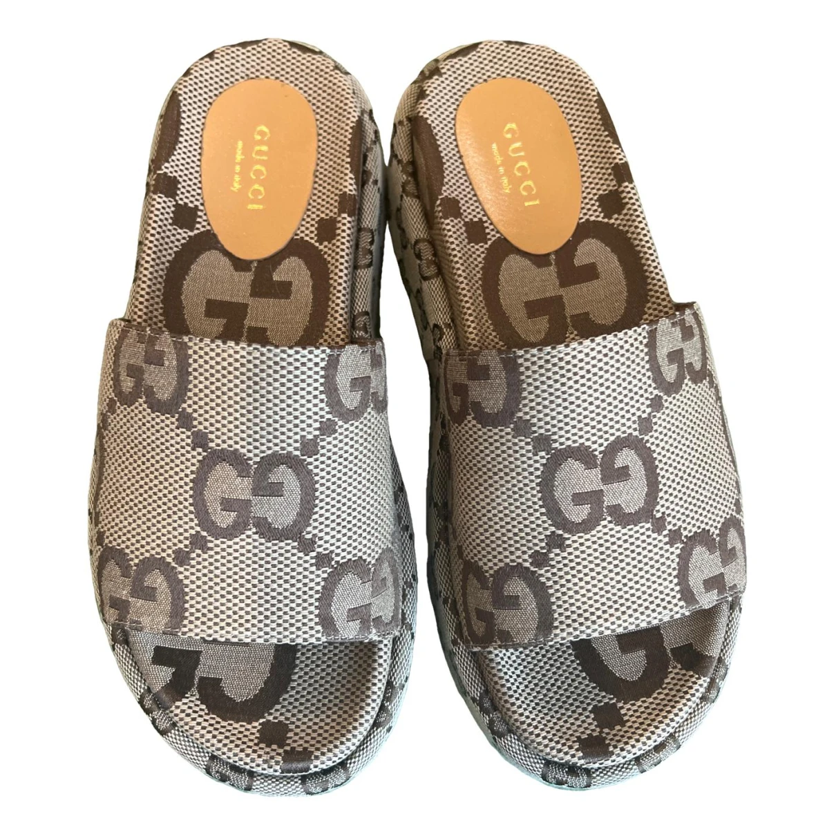 Pre-owned Gucci Cloth Mules In Brown