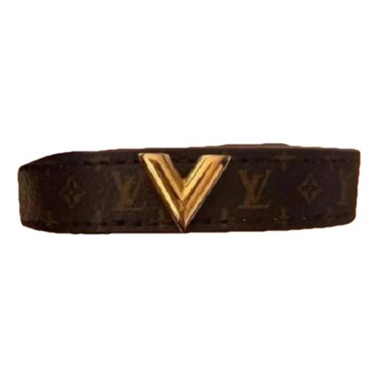 Pre-owned Louis Vuitton Lv Confidential Leather Bracelet In Brown