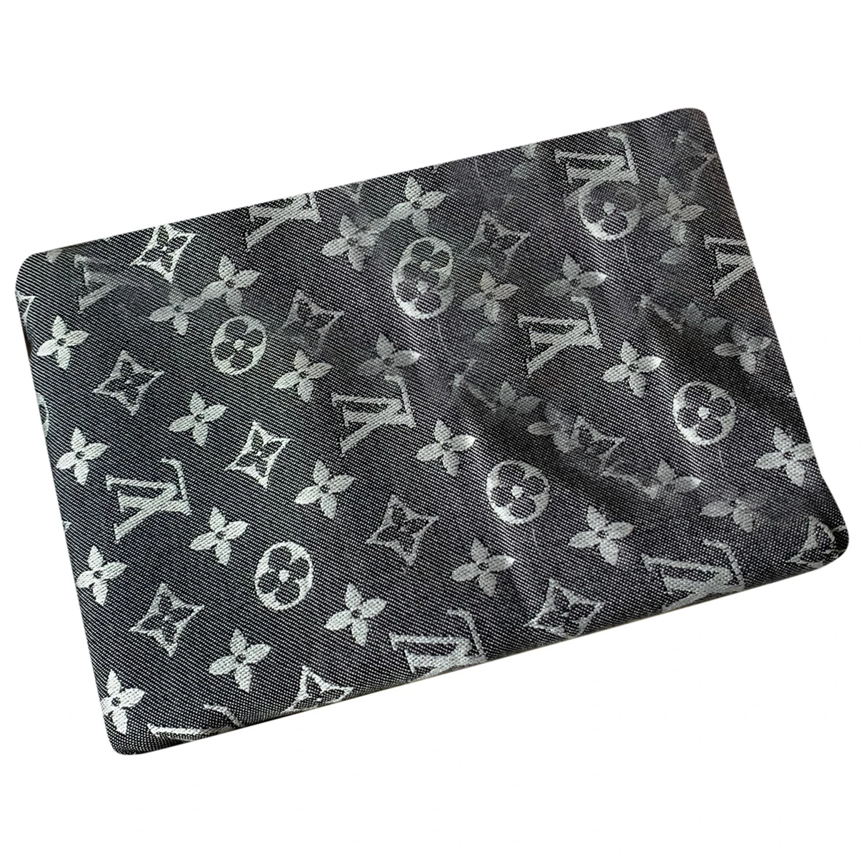 Pre-owned Louis Vuitton Châle Monogram Shine Silk Scarf In Grey