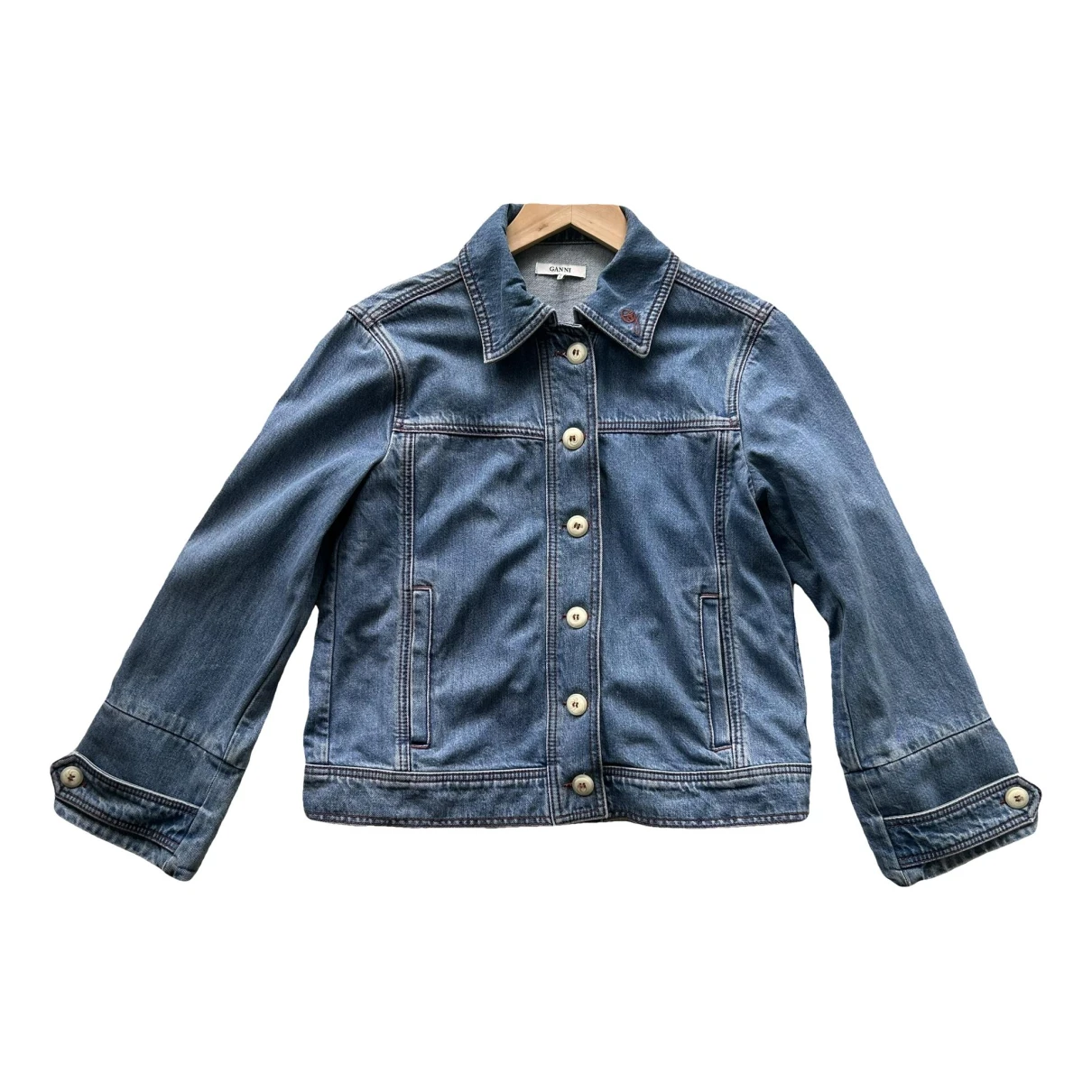 Pre-owned Ganni Jacket In Blue