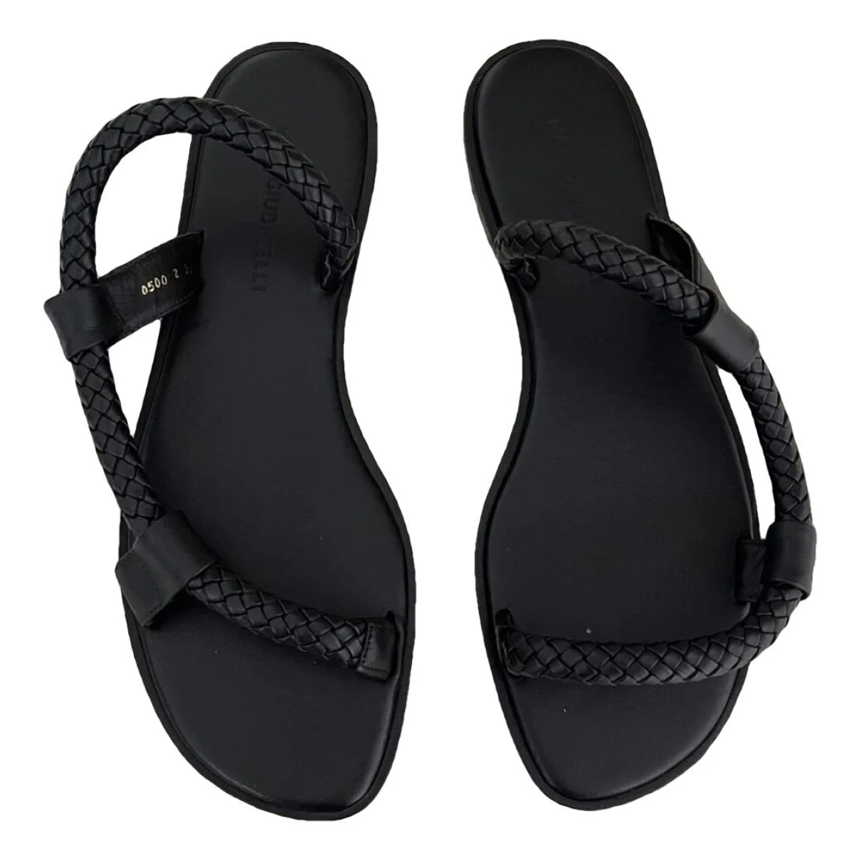 Pre-owned Mari Giudicelli Leather Sandal In Black