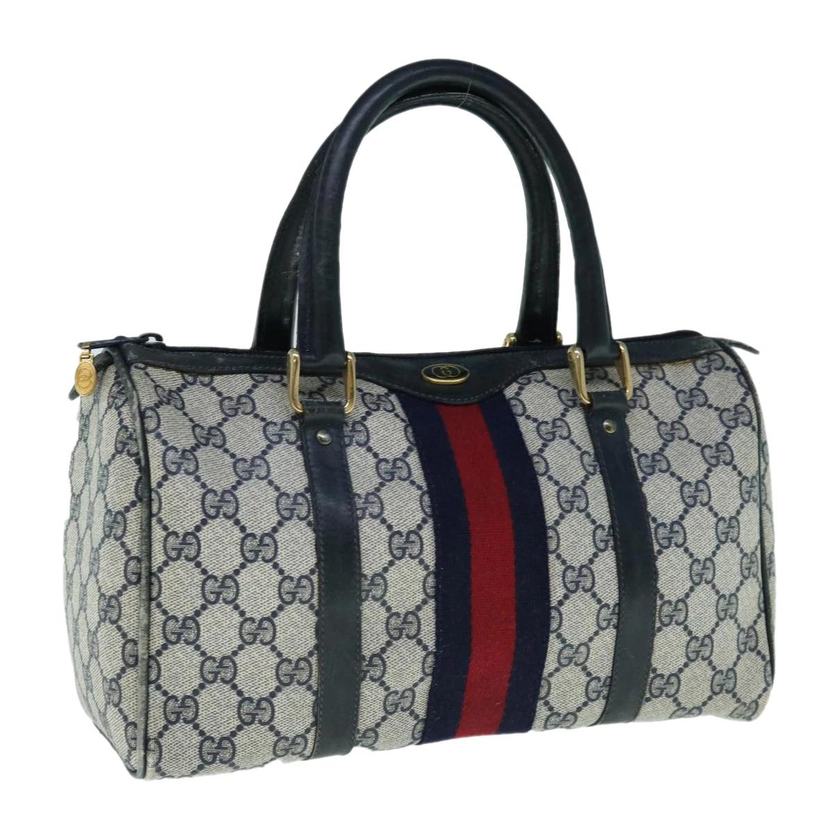 Pre-owned Gucci Leather Travel Bag In Navy